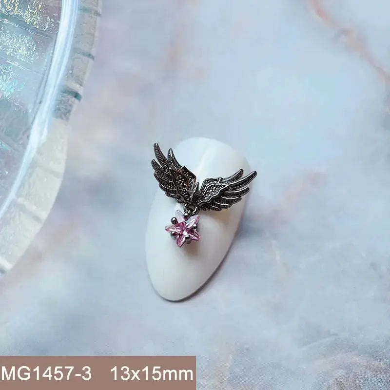10pcs/lot Luxury Halloween Black Cross Heart Zircon Metal Nails Jewelry Decorations Nail Art Accessories Charms Parts Supplies from PriceLows™