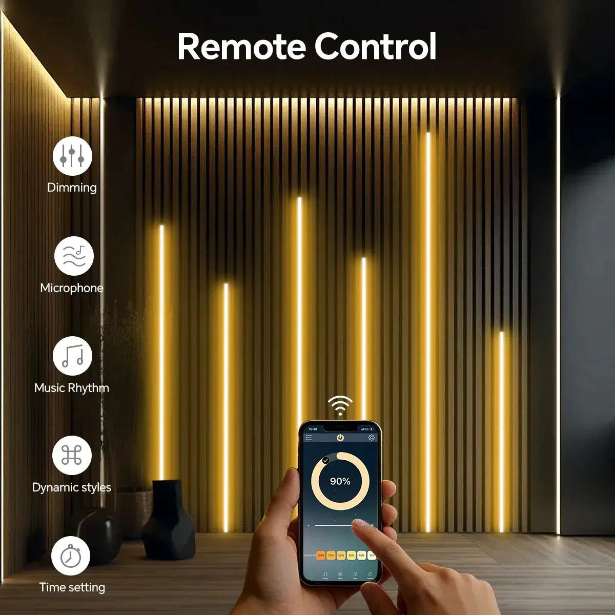 Smart Bluetooth APP Control LED Neon Light Dimmable,with Music Mode 24V RF Remoter,for Slat Grille Wood Wall Backlight Decor from PriceLows™