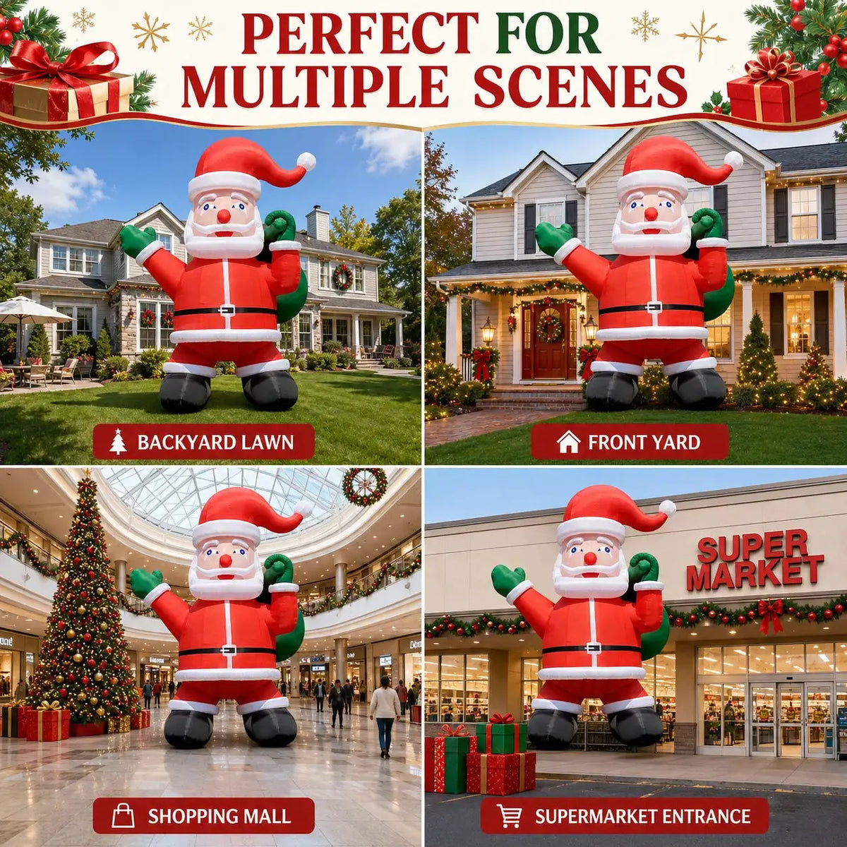 Inflatable Christmas Chimney | 28 Ft Or 33 Ft | Outdoor