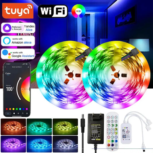Wifi Led Strip Lights Bluetooth Music Led Tape Light 220V Alexa Led Lighting Strips Adhesive Led Strip 12v Rgb 5050 from PriceLows™