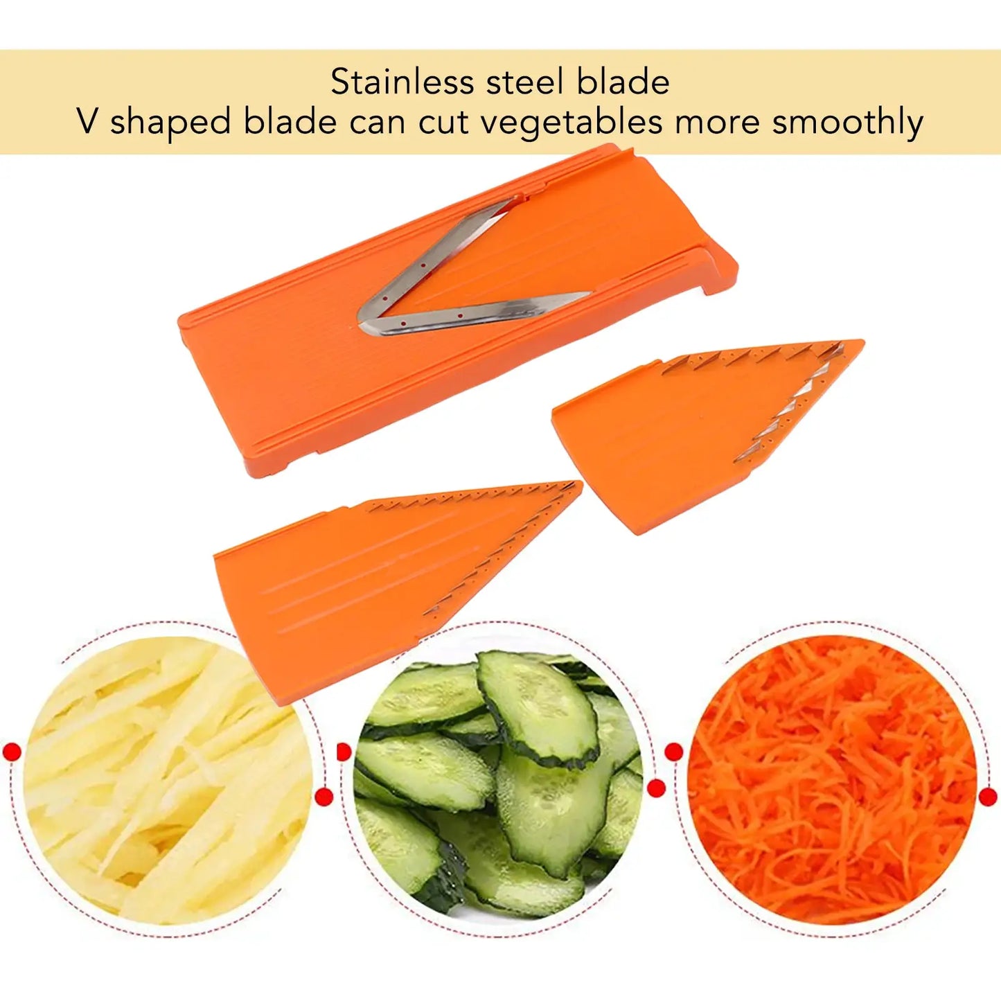 V Blade Mandoline Cutter | Stainless Steel | Hand Guard | Julienne Thick Cut