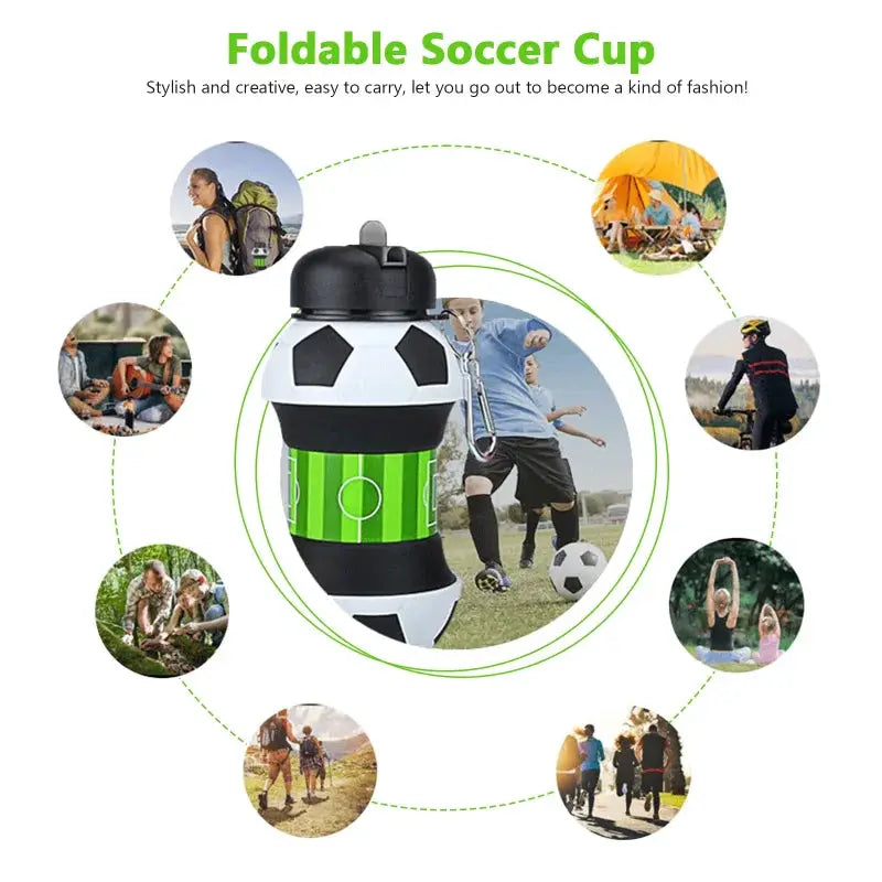 550ml Portable Collapsible Silicone Water Bottle Football Basketball Ball Shape Sports Drink Bottle for Children Student from PriceLows™