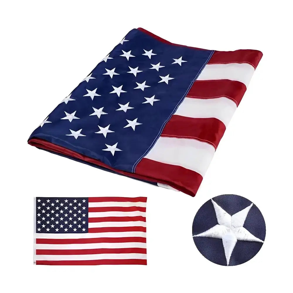 American Flag | 60In L X 36In W | Brass Grommets, Embroidered Stars from PriceLows™