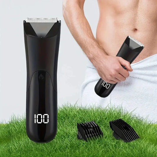 Men's Groin Trimmer | Ceramic Blade Head | Wet Dry Shaver | 2 Guard Attachments
