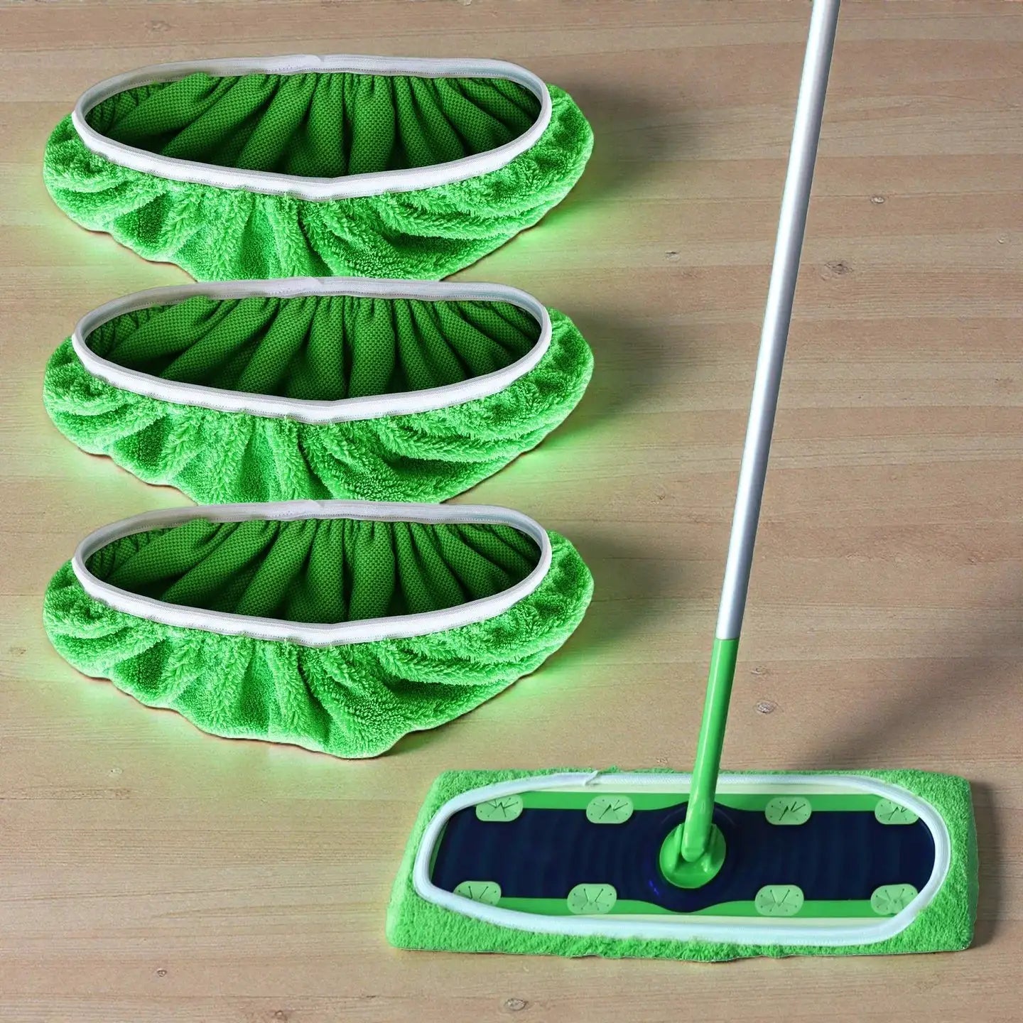 JINYUDOME 3Pcs Microfiber Mop Pads Reusable for Swiffer XL Sweeper Green Washable Dry Wet Mopping 17*5" Floor Cloths from PriceLows™