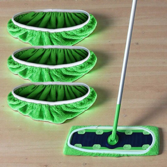 JINYUDOME 3Pcs Microfiber Mop Pads Reusable for Swiffer XL Sweeper Green Washable Dry Wet Mopping 17*5" Floor Cloths from PriceLows™