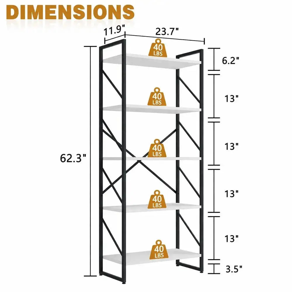 Tiers Bookshelf, Classically Tall Bookcase Shelf, Industrial Book Rack, Modern Book Holder in Bedroom Living Room Home Office, from PriceLows™