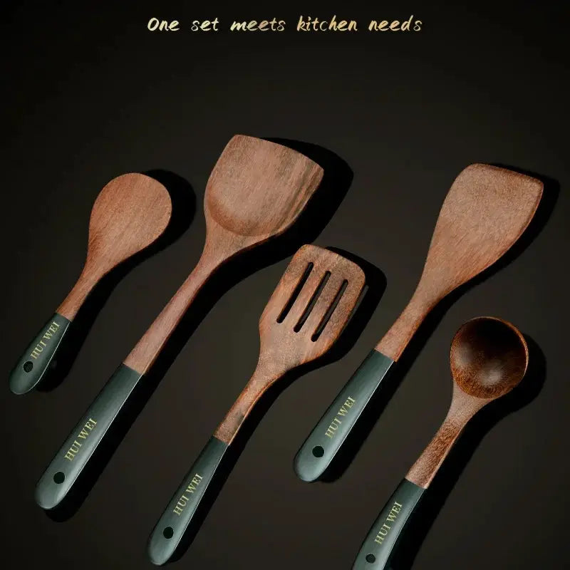 A set of wooden kitchen utensils such as spatula, cooking special, household non-stick pan, heat-resistant and durable cookware from PriceLows™