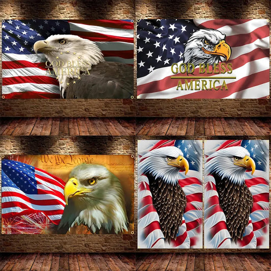 90X150CM Eagle God Bless America Flag, Unique American Eagle Flag With Brass Grommets, Rustic Bald Eagle American Flag, Outdoor from PriceLows™