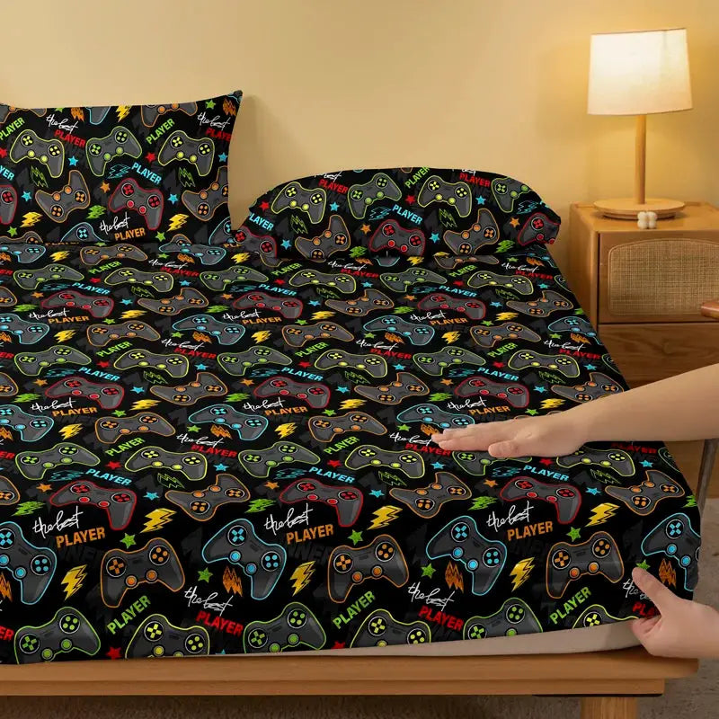 1 Cartoon Fun Printed Matte Fitted Sheet, Bedroom Printed Bed Cover, Bedding (Excluding Pillowcases) from PriceLows™