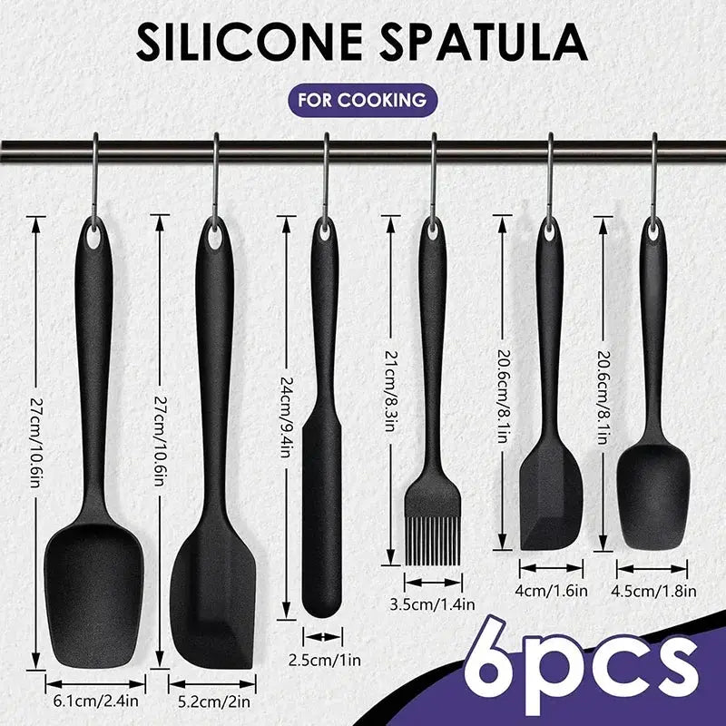 6pc Silicone Spatula set for baking-cake frosting kit with brush, non-stick scrapers & cream spreads | cute kitchen gadgets from PriceLows™