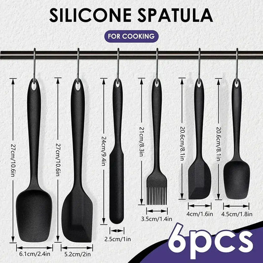 6pc Silicone Spatula set for baking-cake frosting kit with brush, non-stick scrapers & cream spreads | cute kitchen gadgets from PriceLows™