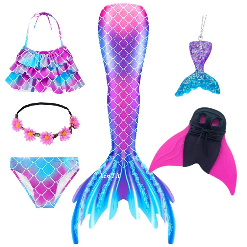 New Girls The Little Mermaid Tails Boy Memaid Swimsuit Bikini Bathing Suit Halloween Costume Girll Can add Monofin For Pool from PriceLows™