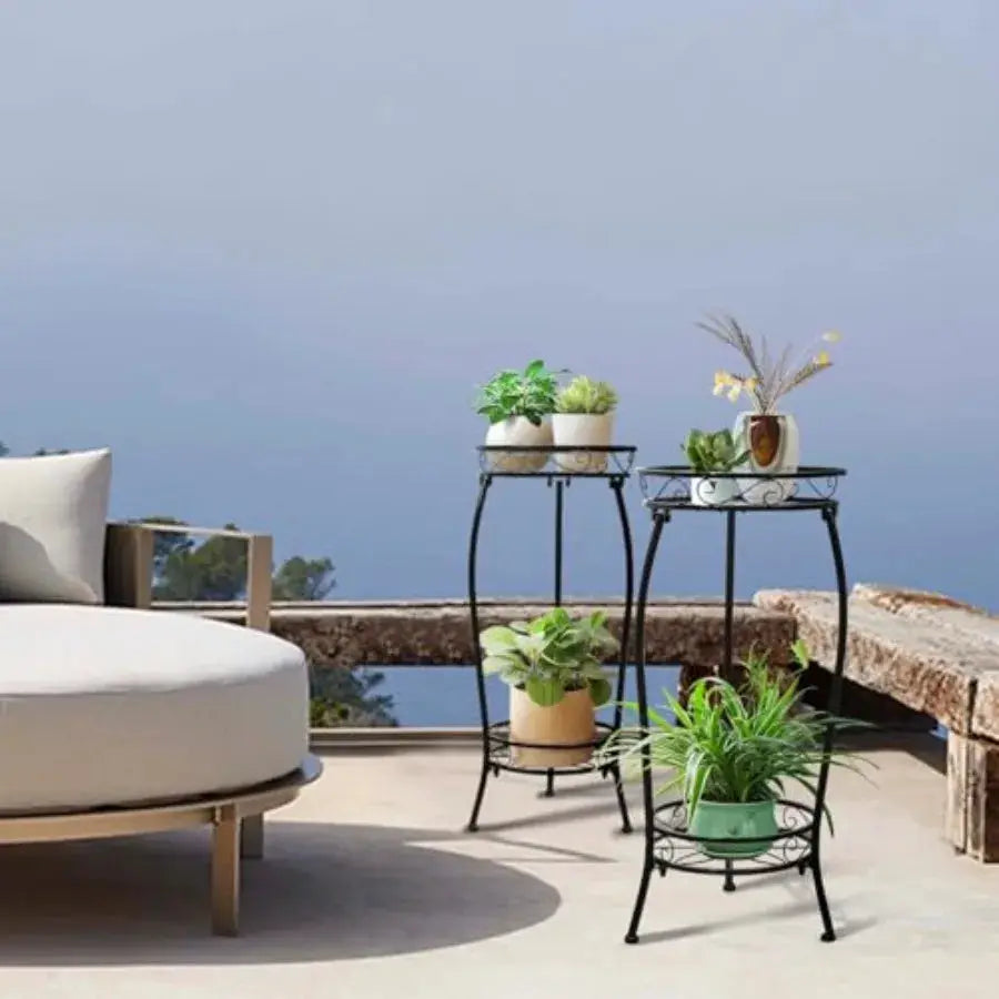 Plant Stand Indoor Outdoor 2 Tier 27" Tall Metal Potted Holder Rack Flower Pot Stand Heavy Duty Plant Shelf Rustproof Iron Mult from PriceLows™