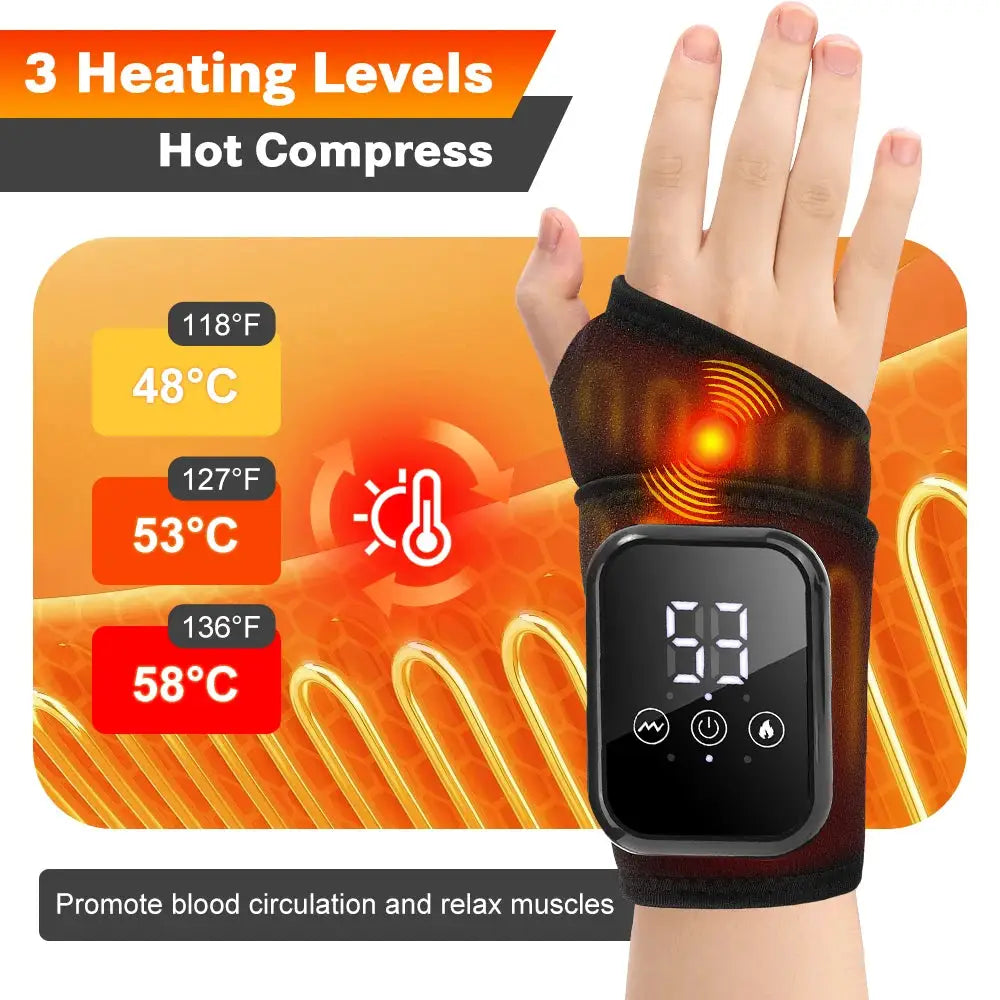 Electric Heating Wrist Brace | Vibration Massage | Rechargeable