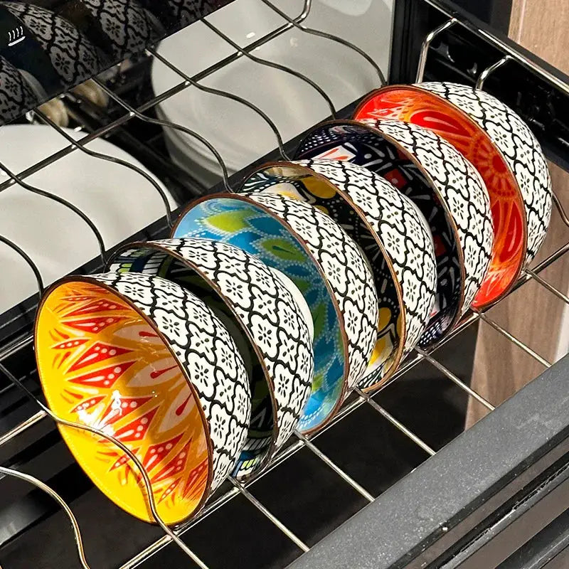 Ceramic Bowls | 4.72 Inch Bohemian | Microwave Safe | 6 Piece Set