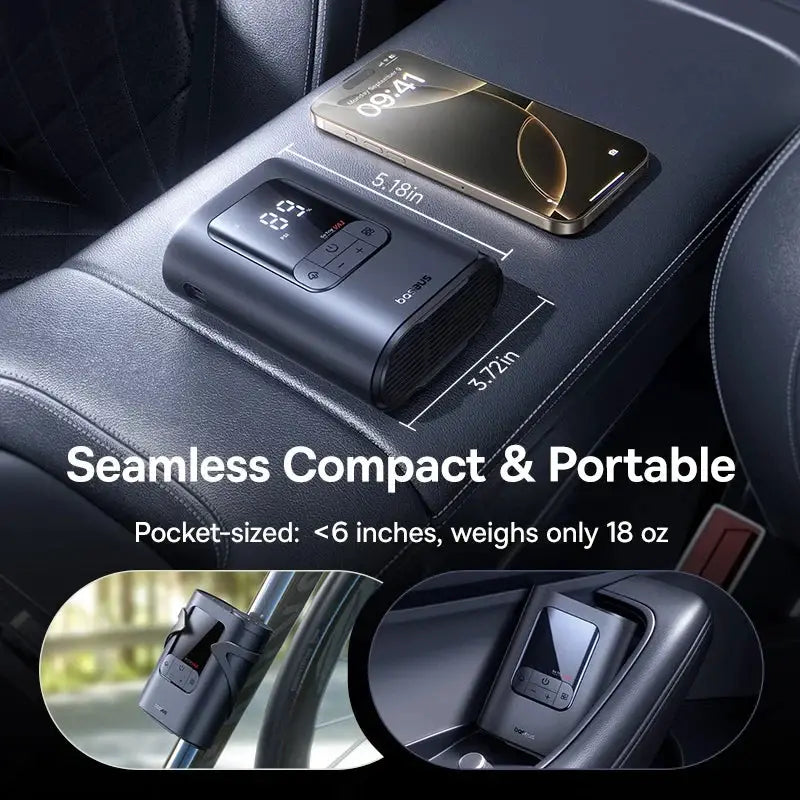 Portable Air Pump | 7500mAh Battery | Auto Stop, 5 Presets | Car/Motorcycle/Bike