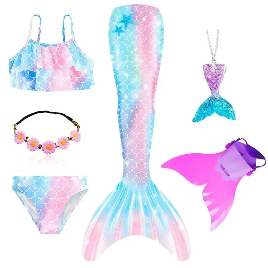 Girls Swimming Mermaid Tail Mermaid Costume Dress Cosplay Christmas Birthday Gift Swimsuit Can Add Monofin Fin Halloween Costume from PriceLows™