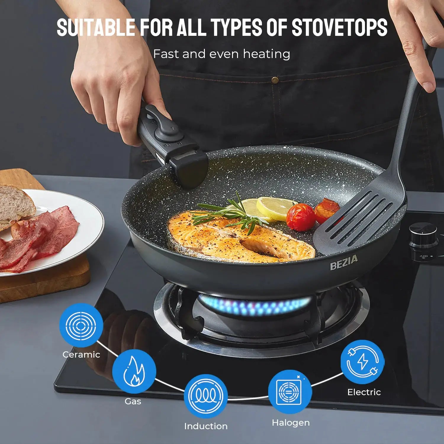 Induction Cookware Set 10 Pieces, Nonstick Pots and Pans Set with Removable Handles, for All Hobs, Stackable Design, Dishwasher/ from PriceLows™