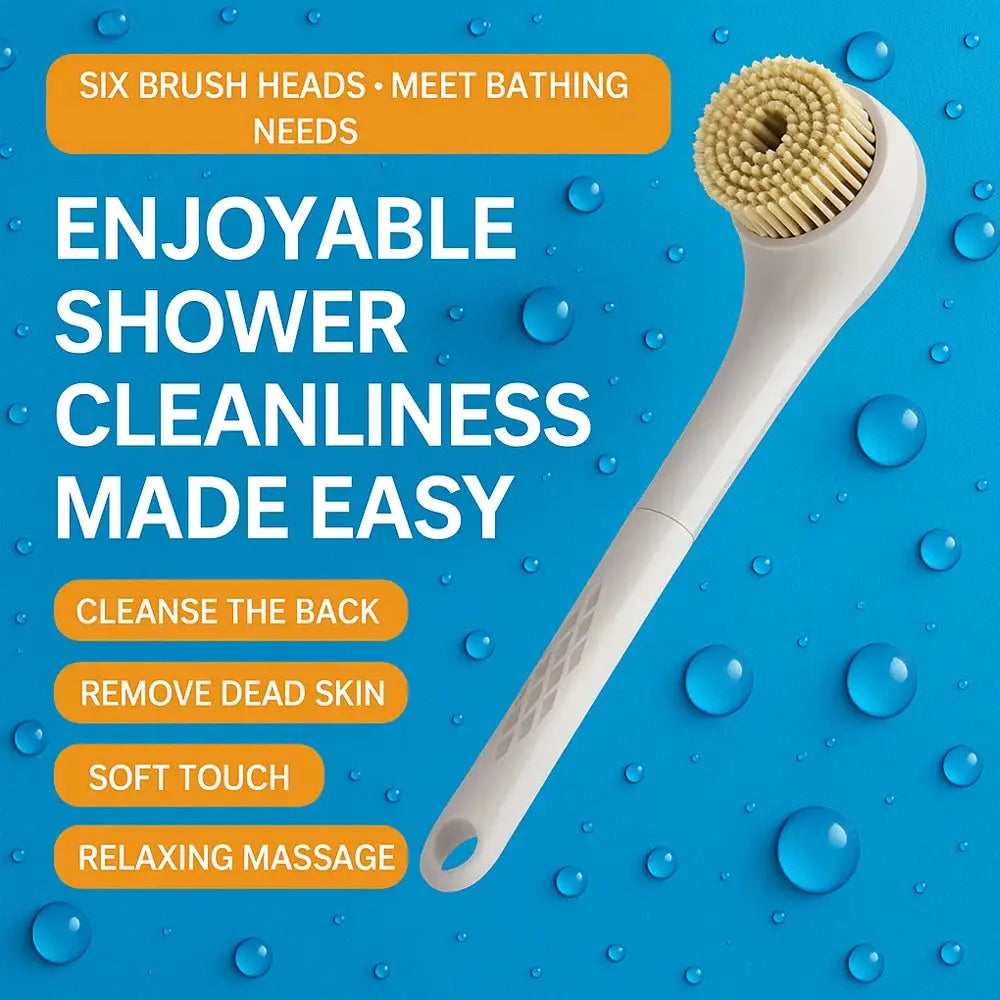 Electric Bath Brush | 6 Replaceable Heads | 360 Rotating | IPX7 Waterproof
