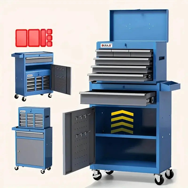 large 7-drawer toolbox, multi wheel rolling toolbox with 7 storage boxes and hooks, large capacity, easy to store parts, can be used in workshops such as garages. from PriceLows™