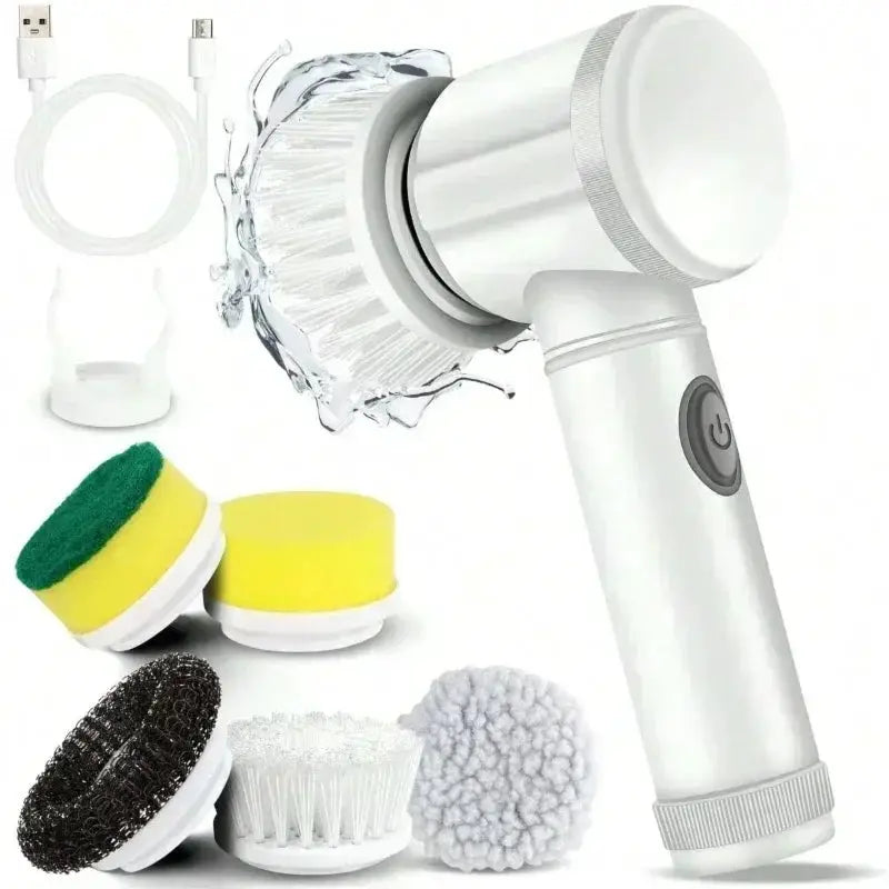 Power Scrubber | 5 Replaceable Brush Heads | Electric Spin Scrubber | Bathroom
