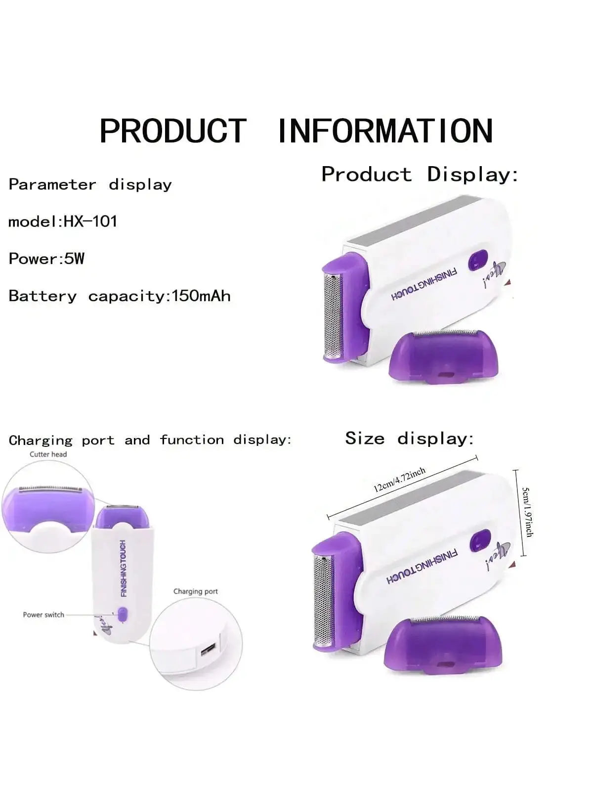 Electric Body Epilator | Rechargeable | 1 Lamp Head | Multiple Areas