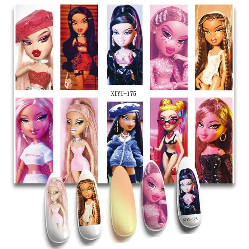 1Pc 3D Doll Design Nail Stickers Self Adhesive Transfer Sliders Decals Manicure Tip Wraps Foil Nails DIY Decoration from PriceLows™