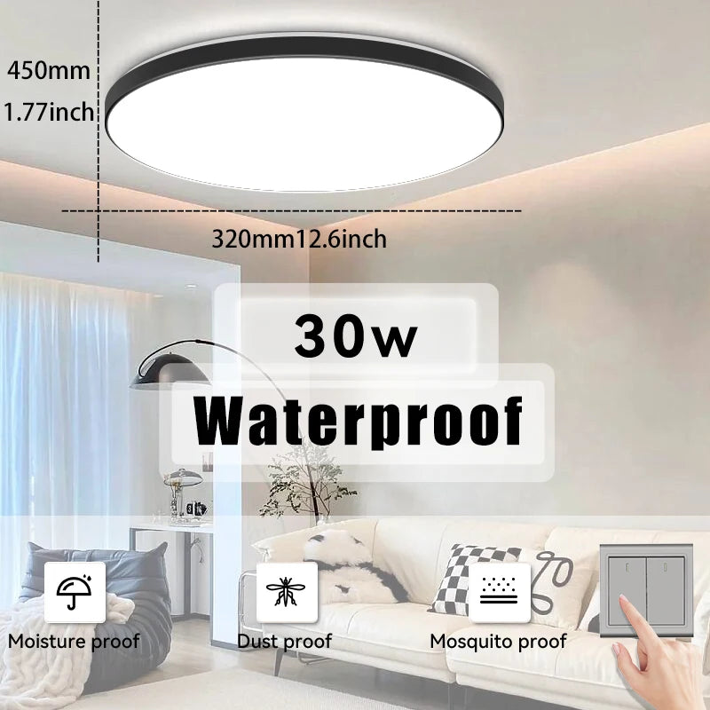 Waterproof LED Ceiling Light | 30W-40W | 220V | Black