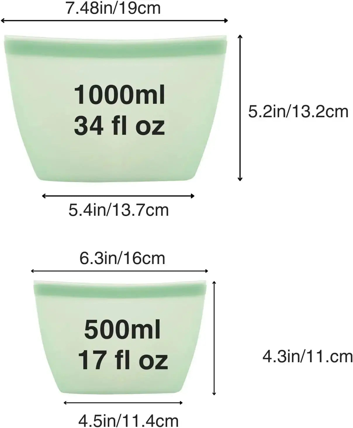 Reusable Silicone Storage Bags | Leakproof | Freezer Safe | 6 Pack