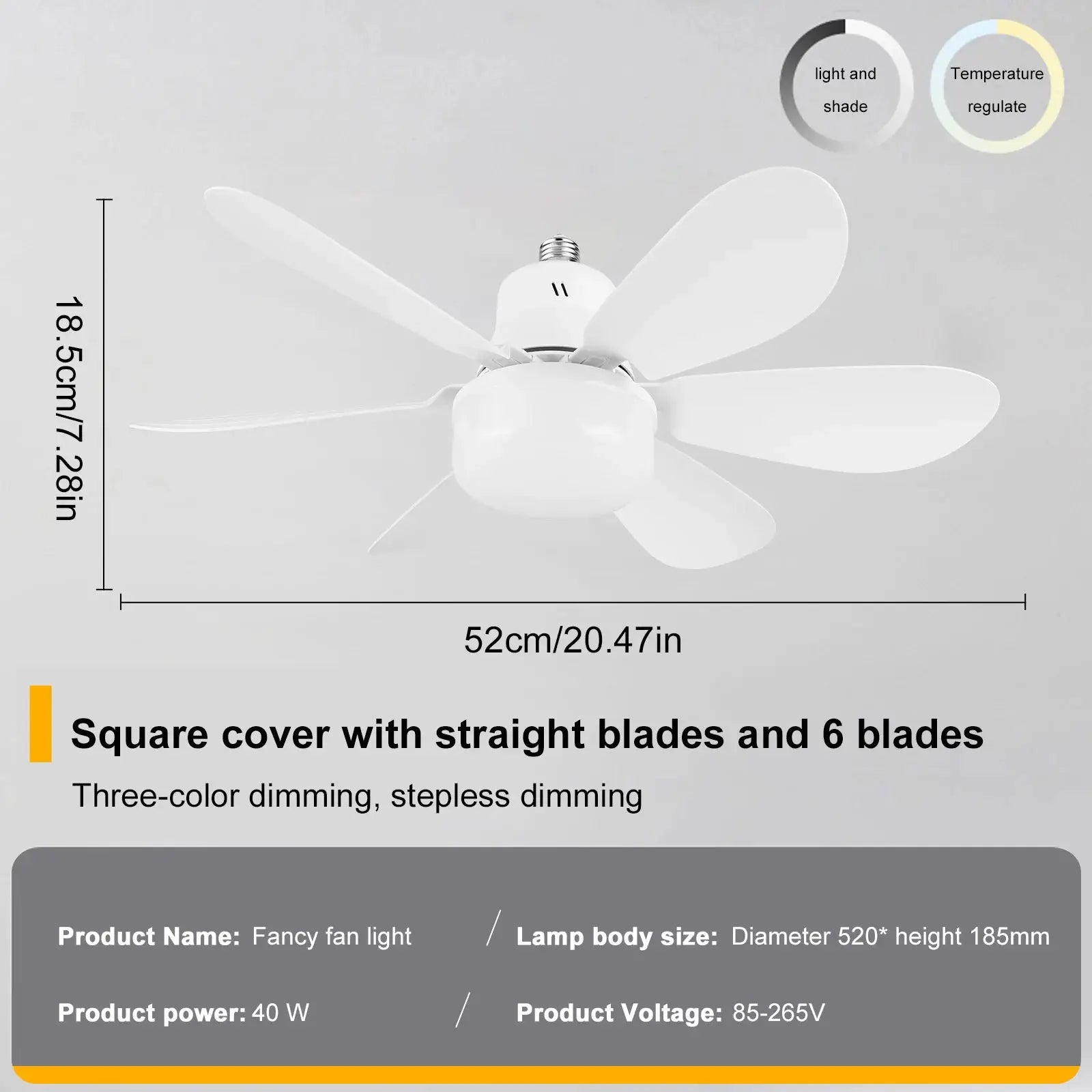 Screw in Ceiling Fan in Light Socket with Remote Ceiling Fan with Light with Extender & 6 Blades for Bedroom Kitchen from PriceLows™