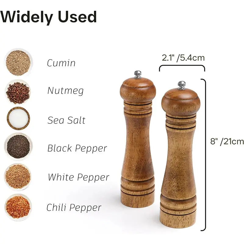 Wooden Salt And Pepper Grinder Set | Oak Wood | Adjustable Ceramic Grinder | JT551