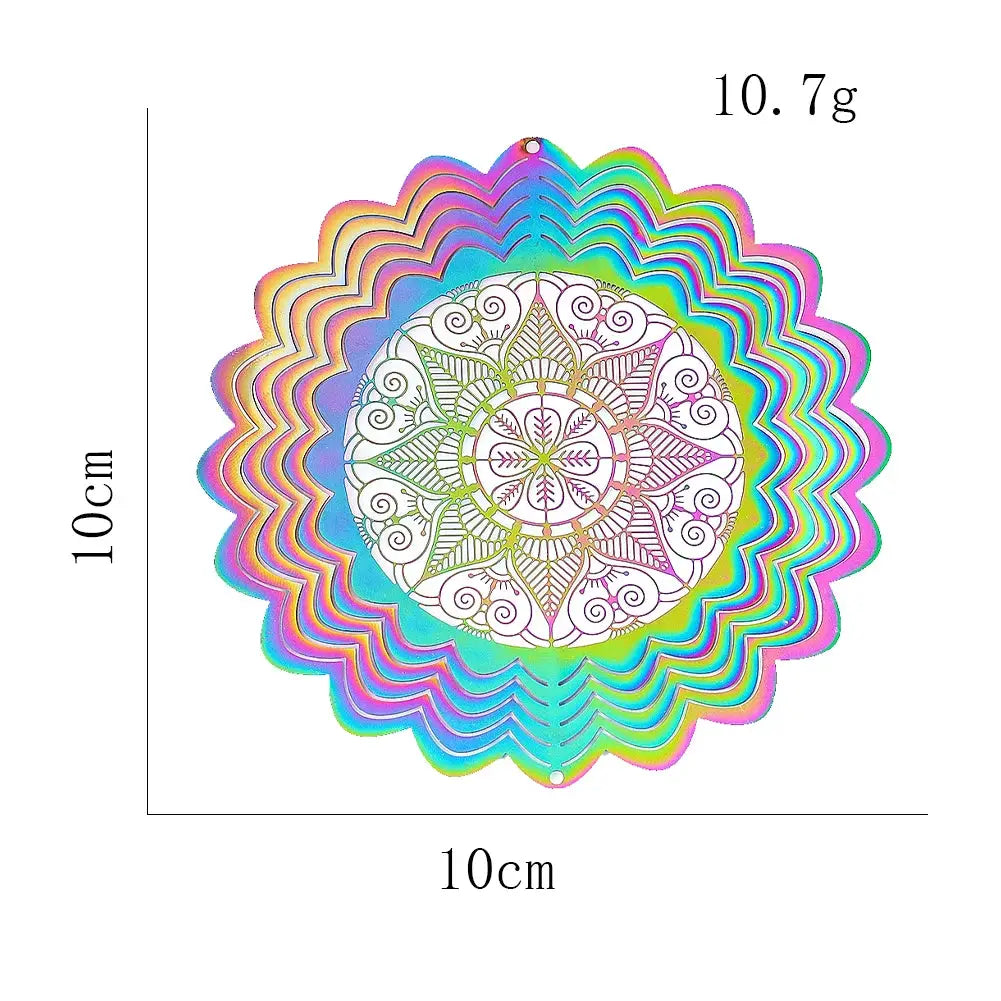 Colorful 3D Mandala Wind Spinner Flower Rotating Wind Chimes Suncatcher Flowing Whirling Visual Effect Yard Garden Hanging Decor from PriceLows™