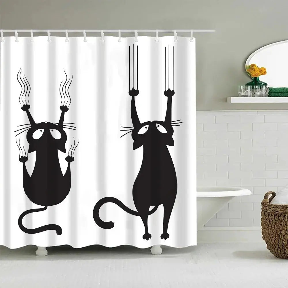 Puppy Cat Cute Cartoon Shower Curtains Washable Fabric Polyester For Bathtub Art Bathroom Decor Partition With Hooks Waterproof from PriceLows™