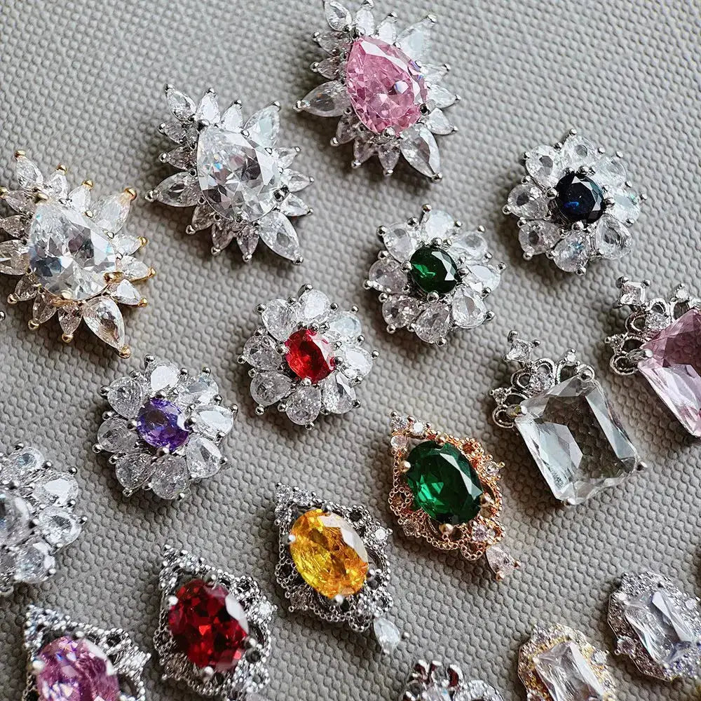 10pcs Luxury Flower Laurel Wreath Zircon Metal Nails Jewelry Decorations DIY Wearing Nail Art Accessories Charms Parts Supplies from PriceLows™