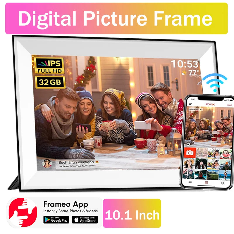 Frameo Digital Picture Frame | 10.1 Inch WiFi | 1280x800 HD IPS | 32GB