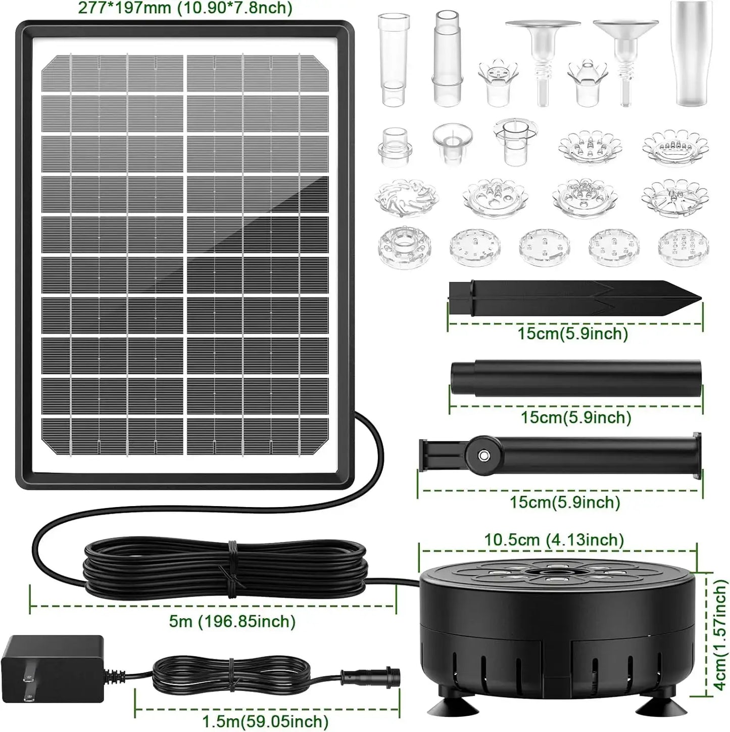 10W Solar Water Fountain with Colorful LED Light 4400mAh Rechargeable Battery Remote Control Solar Fountain Pump with 16 Nozzles from PriceLows™