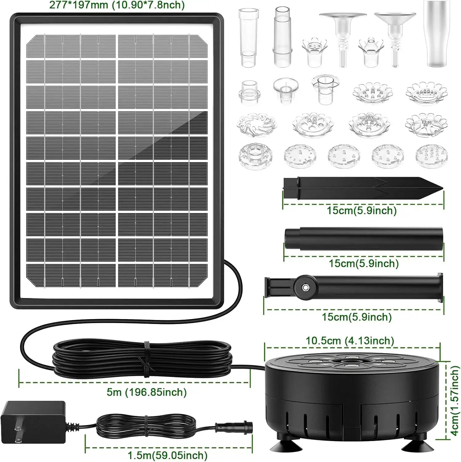 10W Solar Water Fountain with Colorful LED Light 4400mAh Rechargeable Battery Remote Control Solar Fountain Pump with 16 Nozzles from PriceLows™