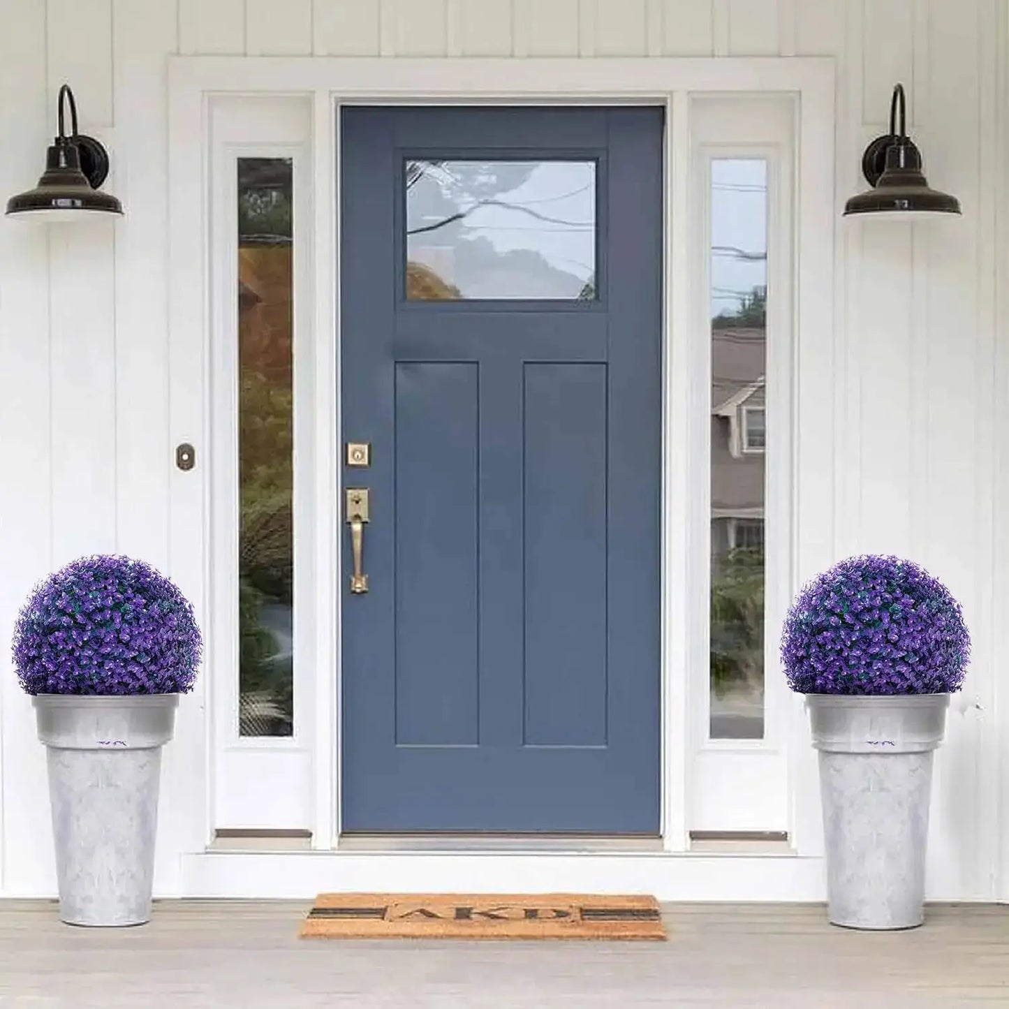 2 Pcs 16" Purple Eucalyptus Topiary Balls, Faux Greenery Decorative Spheres for Front Door, Porch & Backyard from PriceLows™