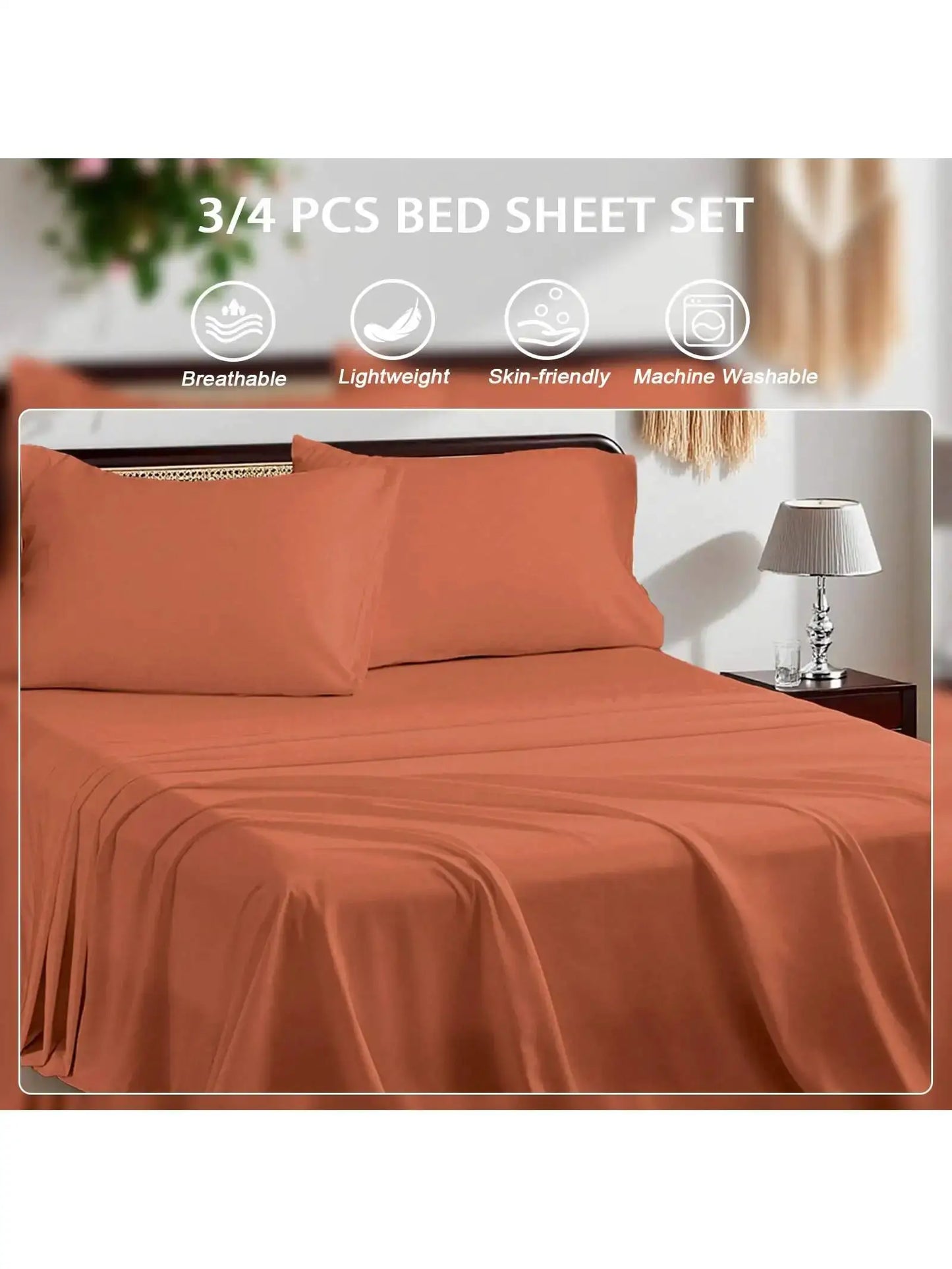 3/4 Piece Bed Sheet Set Soft Breathable Hotel Luxury Summer bedding Twin Flat Fitted Sheet Pillowcase from PriceLows™