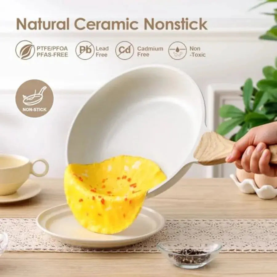 Nonstick Ceramic Cookware Set 16-Piece, Healthy Pots and Pans Set, Non-toxic Kitchen Cooking Set with Stay-Cool Handles, Silico from PriceLows™