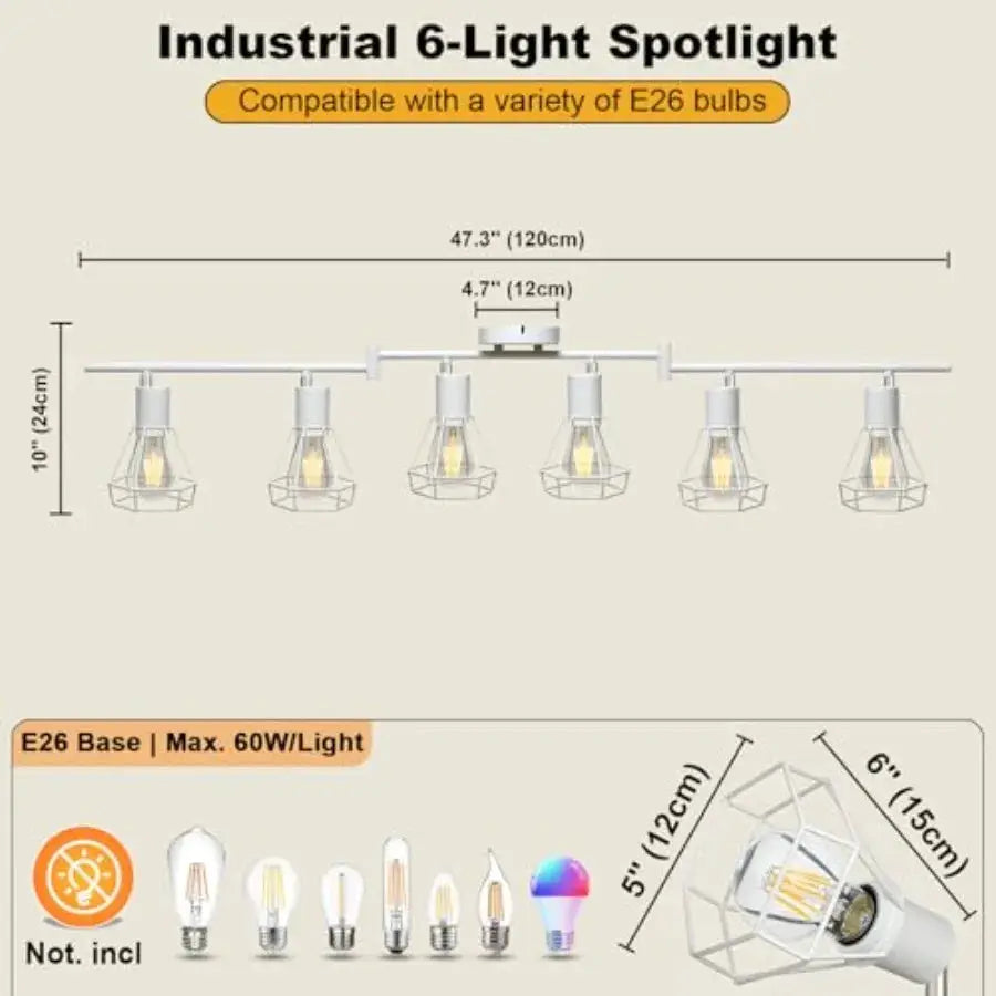 6-Light Track Lighting Directional Ceiling Track Light Fixture White Farmhouse Spotlight Indoor for Kitchen Bedroom Living Room from PriceLows™