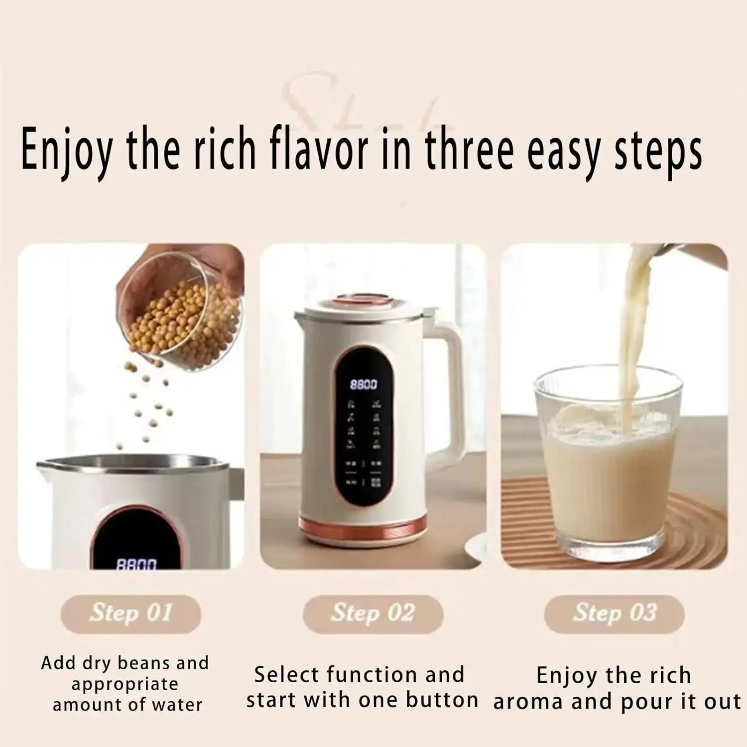 1500ml Multi-Function Electric Soy Milk Maker with Large Touchscreen Display, 10-Blade Mixer, Blender, and Nut Milk Maker from PriceLows™