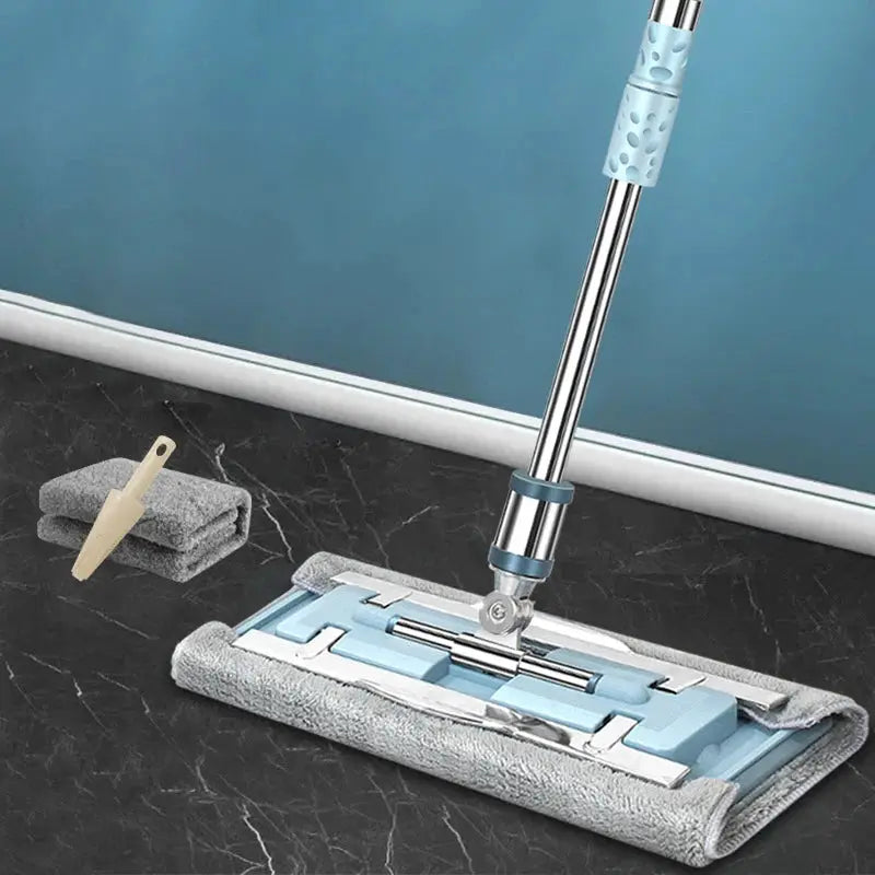 Lazymen Steel Clamp Flat Mop No Hand Wash Needed Floor Cleaning Tool Home Use Stainless Steel Pole Fine Fiber Cloth Dust Pusher from PriceLows™