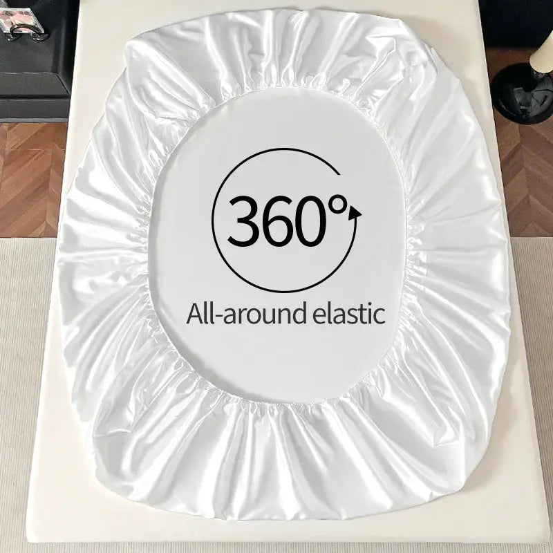 Satin Elastic Fitted Sheet Solid Mattress Cover 360 Band Bed Sheet for Single Double Couple King Queen Full Twin Bedsheet from PriceLows™