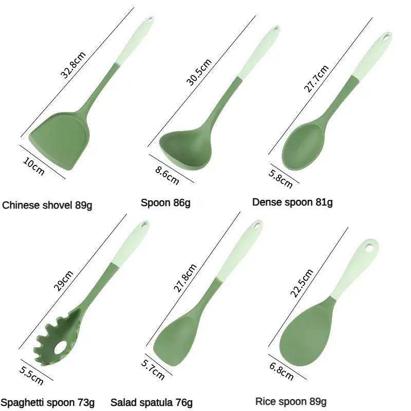 6-Piece Silicone Kitchen Utensil Set: Chinese Spatula, Soup Ladle, Slotted Turner, Pasta Spoon, Salad & Honey Scrapers for Non-S from PriceLows™