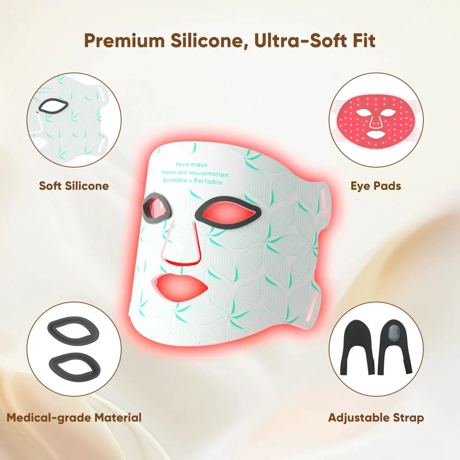 LED Face Mask 8 Colors Portable Red Light Near-infrared Facial Beauty Mask,Red & Blue LED Light Therapy, 3000mAh Rechargeable, for Photon Oil Control Skin Firming Whitening and Anti, at Home and Travel from PriceLows™