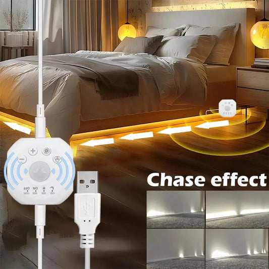 Motion Sensor Stair Neon Strip Lights With Chase Effect, USB Motion Activated Closet Light, 5V Neon LED Strip for Home Bedroom from PriceLows™