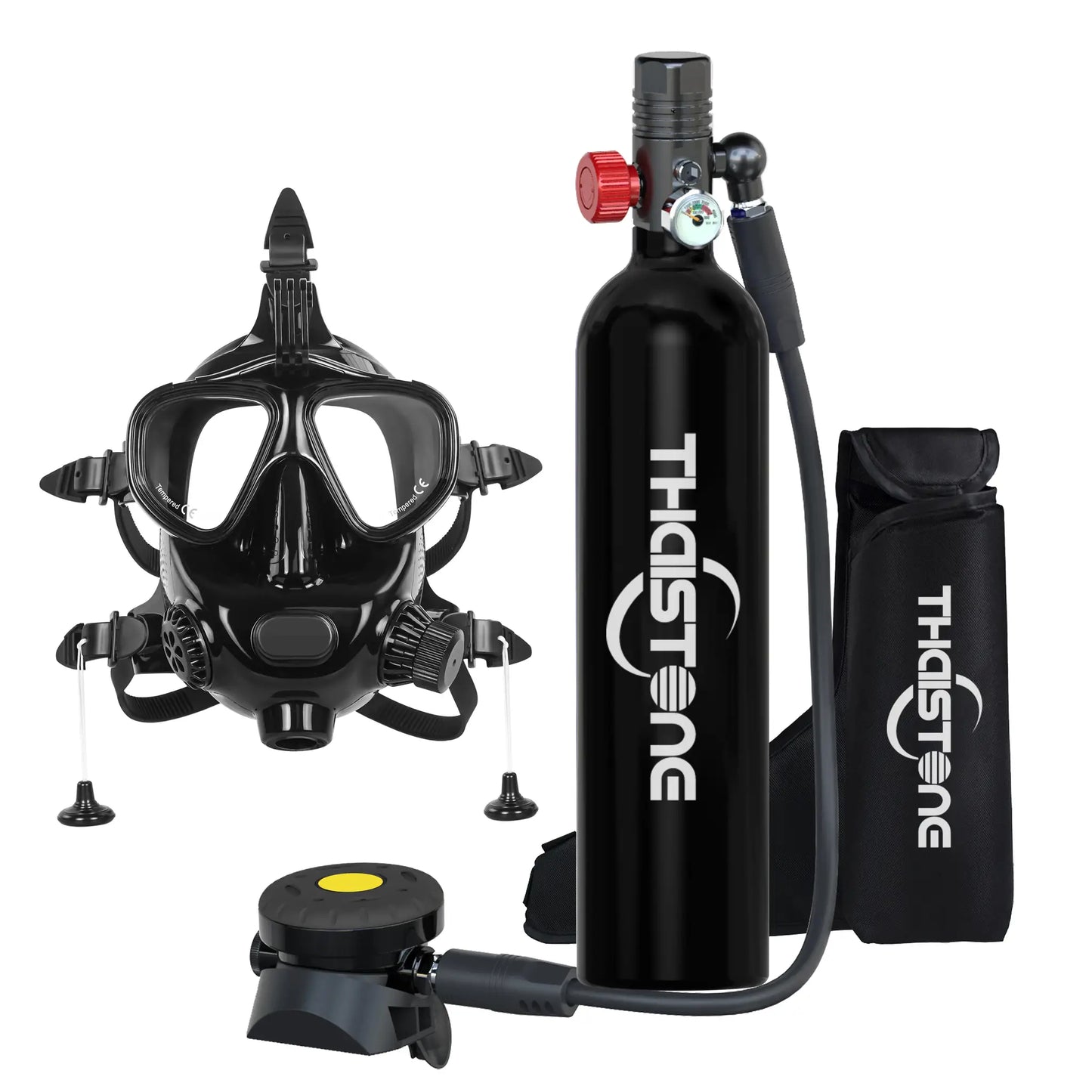 THAISTONE Colorful 1L Scuba Oxygen Tank Set with Full Face Mask, Backup Air Cylinder & Emergency Rescue Pony Bottle，15-25 Min from PriceLows™