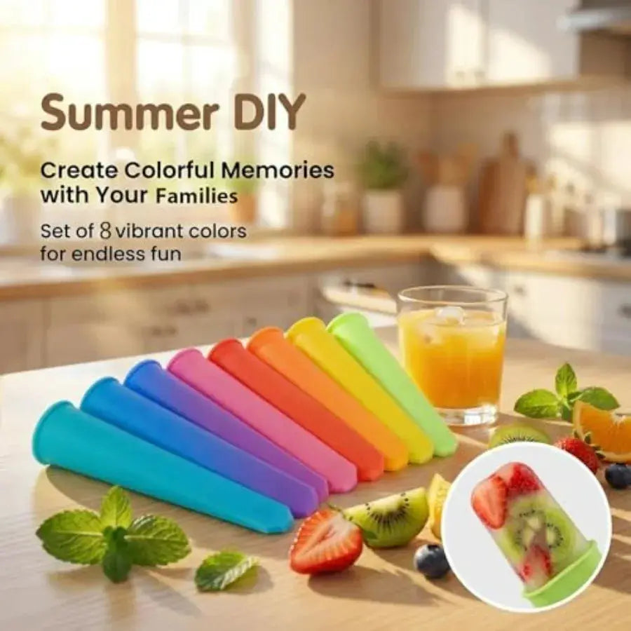 8 PCS Silicone Popsicle Molds - Reusable Popsicle Maker with Lids, Leak Proof Pop Tubes, Food Grade Silicone Freezer Molds for from PriceLows™